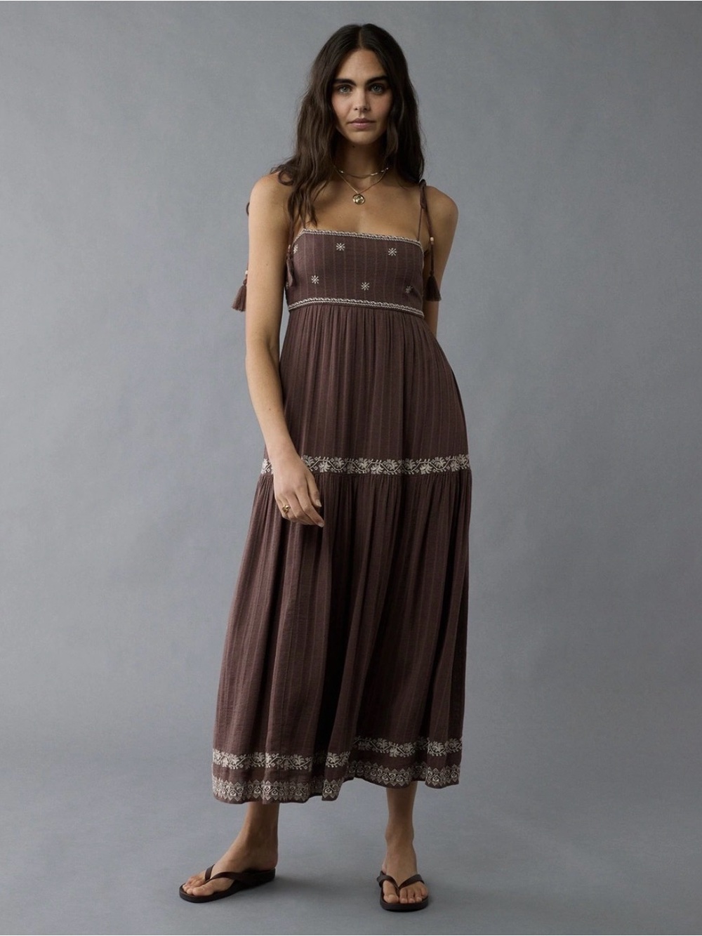 Anerican Eagle Embroidered Empire Waist Dress - Picture 1 of 11